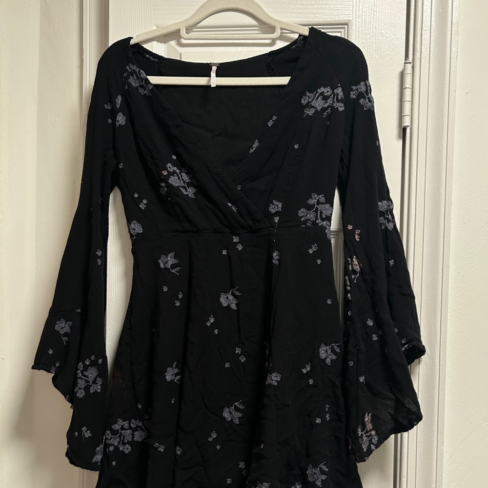 Free People Women Boho Sexy Ruffle Jasmine Embroidered Print Mini Dress
